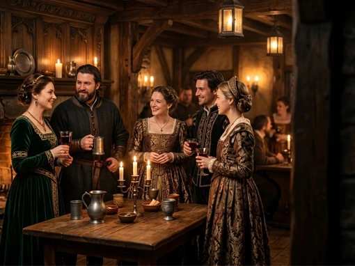 private escape room event with guests enjoying a medieval tavern experience